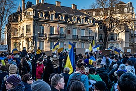 Manifestation devant le consulat de la fédération de Russie à Strasbourg (France) le 26 février 2022.