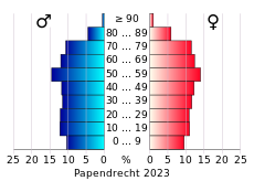 Bevolkingspiramide van de gemeente Papendrecht