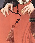 Detalle de Dama de rojo, de Pontormo, ca. 1532-1533.