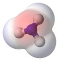 Ammonia: vermelho representa a região de carga parcial negativa.