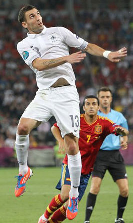 Anthony Réveillère (links) in het shirt van Frankrijk tijdens Euro 2012