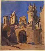 Eugène Isabey, Château de Pierrefonds en ruine.