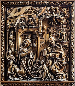 Birth of Christ, upper panel of the left wing