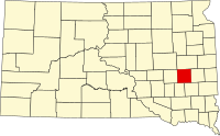 マイナー郡の位置を示したサウスダコタ州の地図