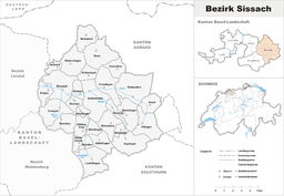 Kart som viser Distriktet Sissach.