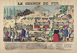 Image d'Épinal (1837). Inauguration du chemin de fer de Paris au Pecq.