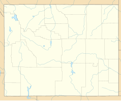 Mapa konturowa Wyomingu, w lewym górnym rogu znajduje się punkt z opisem „Fort YellowstoneFort Yellowstone”