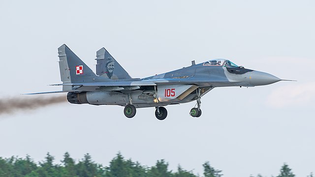 Polish Air Force Mikoyan-Gurevich MiG-29A Fulcrum (reg. 105, cn 2960535105) at ILA Berlin Air Show 2016.