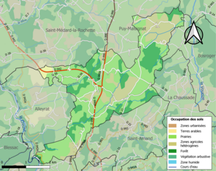 Carte en couleurs présentant l'occupation des sols.