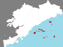 大連市中の長海県の位置