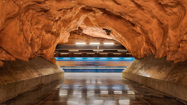 Rådhuset (Court House) underground metro station in Kungsholmen, Stockholm.