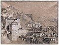   Grenoble from the River Isère with the Porte de France, 1802