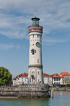 The New Lighthouse on one side of the harbor entrance (Lindau).