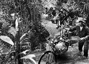 North Vietnamese transport goods on the Ho Chi Minh trail.