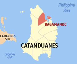 Mapa ning Catanduanes ampong Bagamanoc ilage