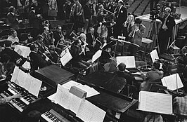 Metropole Orkest tijdens repetitie voor het Eurovisiesongfestival (1970)