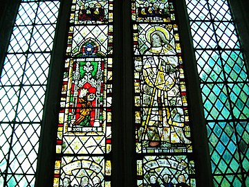 Deerhurst Priory, Gloucester, Saint Catherine (left) (beginning of 14th c.) and St. Alphege of Canterbury (right) (early 15th century)