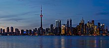 Thumbnail for File:Sunset Toronto Skyline Panorama Crop from Snake Island.jpg