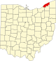 Localização do Map of Ohio highlighting Lake County