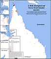 Geographical distribution of people with both Aboriginal and Torres Strait Islander Indigenous status[55]