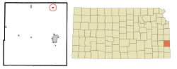 Location within Bourbon County and Kansas