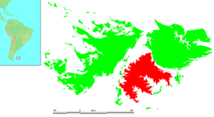 Letak Lafonia di Kepulauan Falkland.