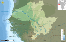 Mapa del bacin versant del flum Senegal.