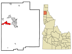 موقعیت در شهرستان کوتنای، آیداهو و ایالت آیداهو