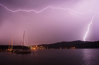 Lightning over the river, seen from Cold Spring