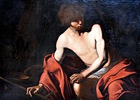 St. John the Baptist. Copy after Michelangelo Merisi da Caravaggio, by Bartolomeo Manfredi. Nationalmuseum, Stockholm, Sweden