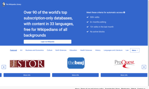 The Wikipedia Library homepage August 2023