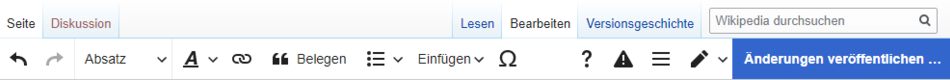Screenshot der VisualEditor-Werkzeugleiste