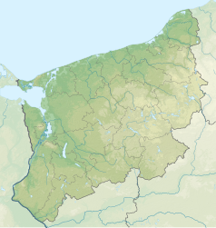 Mapa konturowa województwa zachodniopomorskiego, u góry znajduje się punkt z opisem „Trzebiatowsko-Kołobrzeski Pas&nbsp;Nadmorski”