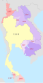 Image 33Territories abandoned by Siam in the late 19th and early 20th centuries, depicted as a map of Thailand's territorial losses. The Franco-Siamese crisis resulted in the cession of Laos to France in 1893. (from History of Laos)