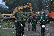 Räumarbeiten im Schlosspark nach nächtlichem Baumfällen, 1. Oktober 2010