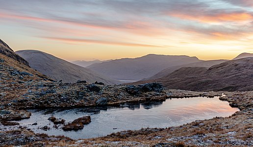 A small loch in the saddle between Beinn an Dothaidh and Beinn Dorain, Scotland