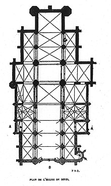 Plan de l'église, relevé au XIXe siècle.