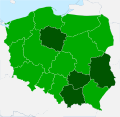 Mapa występowania wiązówki bulwkowej w Polsce.