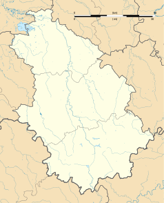 Mapa konturowa Górnej Marny, na dole po prawej znajduje się punkt z opisem „Poinson-lès-Fayl”