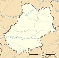 Mapa konturowa Lot, po lewej znajduje się punkt z opisem „Montgesty”