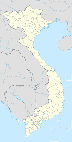 Mapa konturowa Wietnamu, po prawej nieco na dole znajduje się punkt z opisem „Stadion Pleiku”