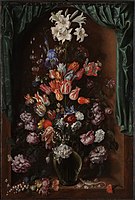 'Vase of Flowers with a Curtain', 1615.