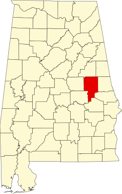 Karte von Tallapoosa County innerhalb von Alabama