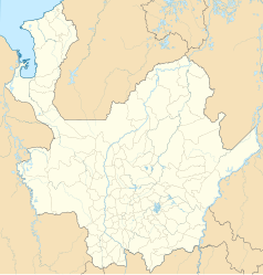 Mapa konturowa Antioquia, na dole znajduje się punkt z opisem „Envigado”