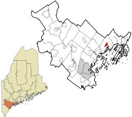 Location in Cumberland County and the state of Maine.