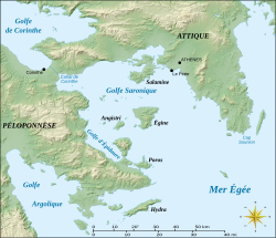 Carte du golfe Saronique.