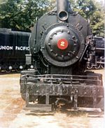 Photograph of Simons Wrecking Company Locomotive No. 2 on Static display at Steamtown, U.S.A., Bellows Falls, Vermont, c. 1974