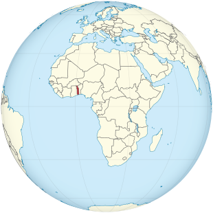 Togo on the globe (Africa centered).svg