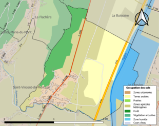 Carte en couleurs présentant l'occupation des sols.