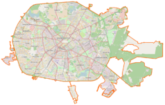 Mapa konturowa Mińska, blisko centrum na lewo u góry znajduje się punkt z opisem „sobór Świętego Ducha”